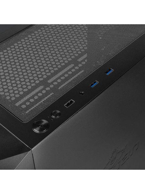 GABINETE YEYIAN LANCER CON VENTANA MIDI-TOWER ATX-MICRO-ATX-MINI-ITX USB 3.0-2.0 SIN FUENTE 4 VENTILADORES ARGB INSTALADOS NEGRO