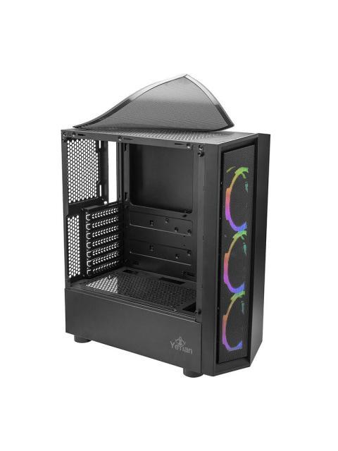 GABINETE YEYIAN VENTLE MASTER CON VENTANA MIDI-TOWER MICRO ATX-ATX USB 2.0-3.0 SIN FUENTE 3 VENTILADORES ARGB INSTALADOS NEGRO