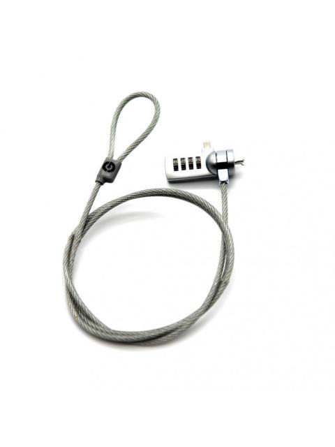 GETTTECH CANDADO PARA BLOQUEO DE PORTATILES TIPO KENSINGTON ALEACION DE ACERO LONGITUD DE 1200MM X 4MM MOD QLL001