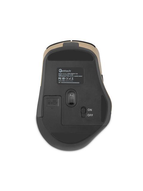 GETTTECH MOUSE INALAMBRICO PARA OFIC 6D 725F ILUMINACION RGB CUSTOM 7200 DPI 5 BOTON 1 SCROLL CONECTIVIDAD DUAL NEGRO DORADO GGMSTDBW01GD