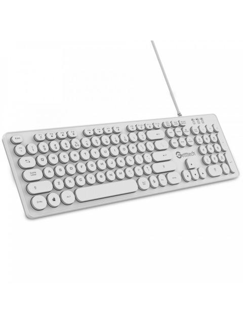 GETTTECH TECLADO RETROILUMINADO IGNITE BLANCO 105 TECLAS CONEXION USB ABS FRENTE Y GALVANIZADO ATRAS MOD. GTI20201B