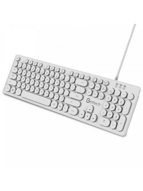 GETTTECH TECLADO RETROILUMINADO IGNITE BLANCO 105 TECLAS CONEXION USB ABS FRENTE Y GALVANIZADO ATRAS MOD. GTI20201B