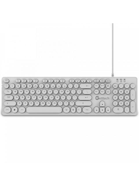 GETTTECH TECLADO RETROILUMINADO IGNITE BLANCO 105 TECLAS CONEXION USB ABS FRENTE Y GALVANIZADO ATRAS MOD. GTI20201B