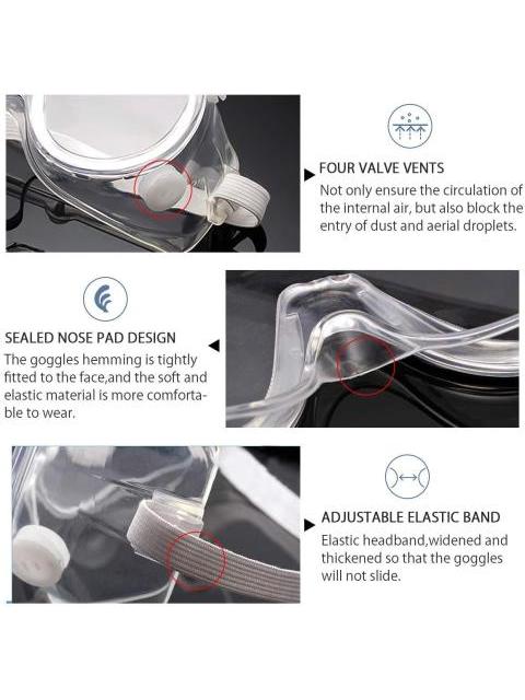 GOGGLES DE PROTECCION GKSA01B KSA 4 VALVULAS DE RESPIRACION GRADO MEDICO ELASTICO DE SUJECION Y FIJACION DE SELLADO PARA OJOS ANTI EMPANANTE