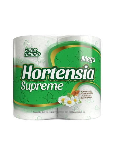 HIGIENICO HORTENSIA MEGA VERDE 400 HOJAS 4 PZ