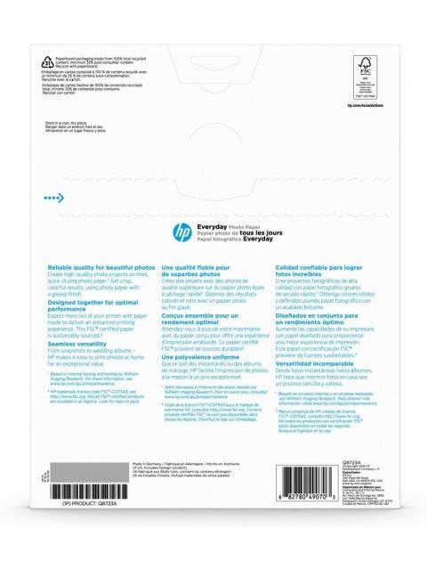 HP PAPEL FOTOGRAFICO SEMI SATINADO 200G-M² TAMANO CARTA 50 HOJAS