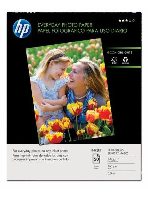 HP PAPEL FOTOGRAFICO SEMI SATINADO 200G-M² TAMANO CARTA 50 HOJAS