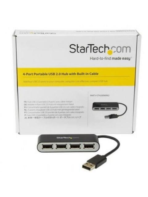 STARTECH  HUB CONCENTRADOR USB A 2.0 DE 4 PUERTOS CON CABLE INTEGRADO 480 MBIT-S NEGRO-PLATA