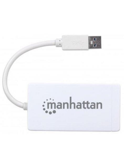 MANHATTAN HUB USB A 3.0 DE 3 PUERTOS 1X RJ-45 5000 MBIT-S BLANCO