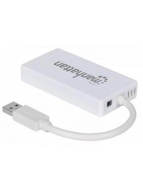 MANHATTAN HUB USB A 3.0 DE 3 PUERTOS 1X RJ-45 5000 MBIT-S BLANCO