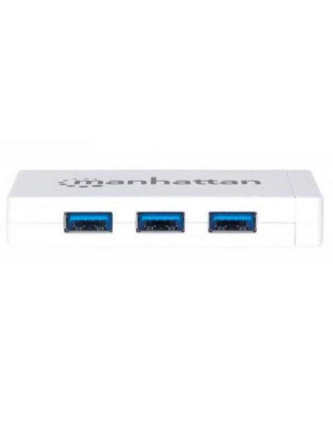 MANHATTAN HUB USB A 3.0 DE 3 PUERTOS 1X RJ-45 5000 MBIT-S BLANCO