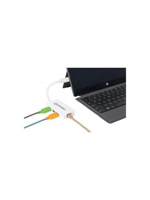 MANHATTAN HUB USB A 3.0 DE 3 PUERTOS 1X RJ-45 5000 MBIT-S BLANCO
