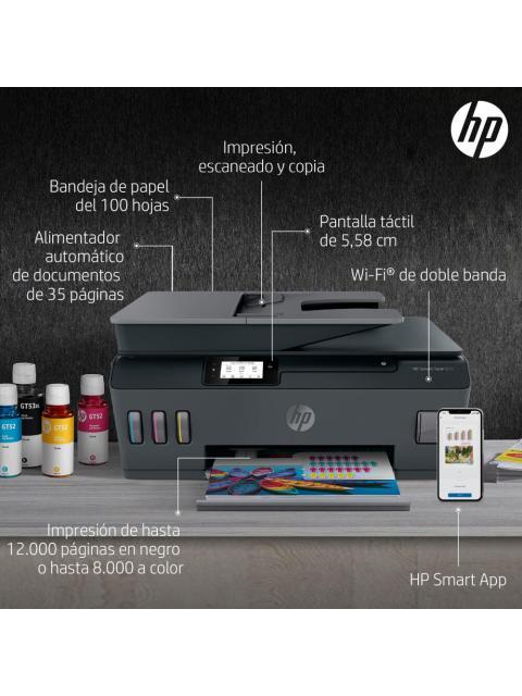 IMPRESORA MULTIFUNCION HP SMART TANK 615 INALAMBRICA Y0F71A INYECCION DE TINTA 1000 PAGINAS POR MES 10 PPM 1200 X 1200 DPI 256 MB
