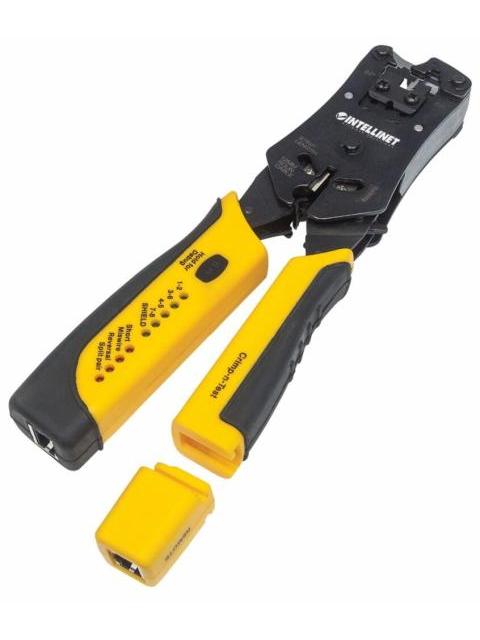 INTELLINET PINZA CRIMPEADORA 780124 RJ-11-RJ-12-RJ-22-RJ-45 NEGRO-AMARILLO