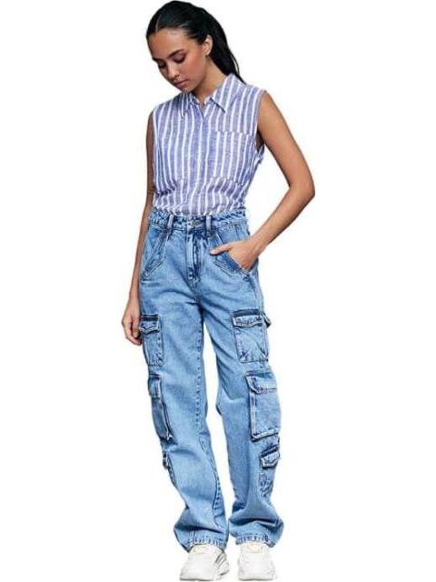 JEANS CARGO CINTURA SUPERALTA GRIS ATMOSPHERE DNM