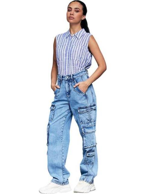 JEANS CARGO CINTURA SUPERALTA GRIS ATMOSPHERE DNM