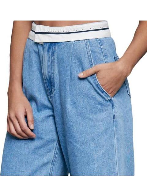 JEANS CORTE WIDE LEG CINTURA ALTA BLEACH ATMOSPHERE DNM