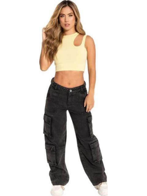 JEANS MOM CINTURA ALTA NEGRO FERGINO