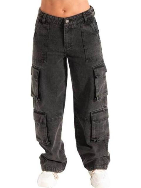 JEANS MOM CINTURA ALTA NEGRO FERGINO