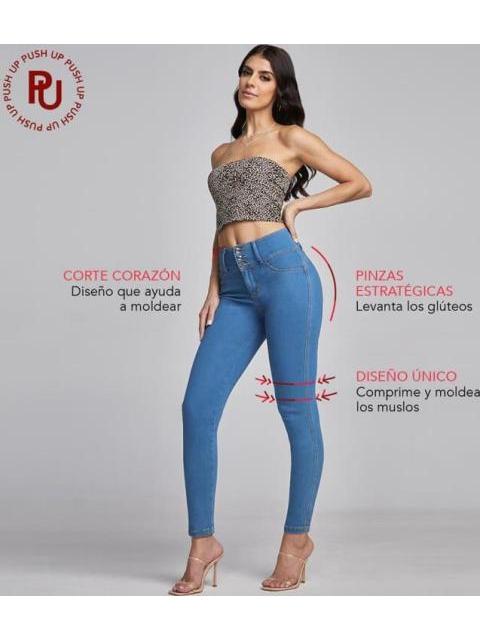 JEANS PUSH UP CINTURA ALTA GRIS SEVEN JEANS