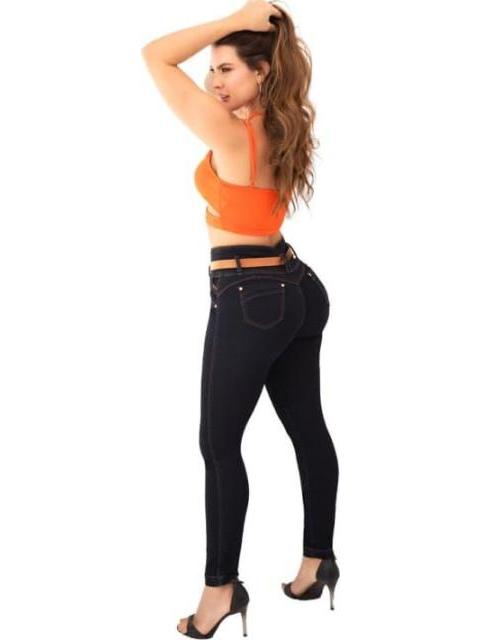 JEANS SKINNY CINTURA SUPER ALTA AZUL INDIGO FERGINO