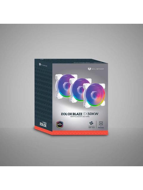 KIT 3 VENTILADORES DE 120MM ARGB BALAM RUSH EOLOX BLAZE EX50KW VELOCIDAD 1500 RPM FLUJO DE AIRE 28.76