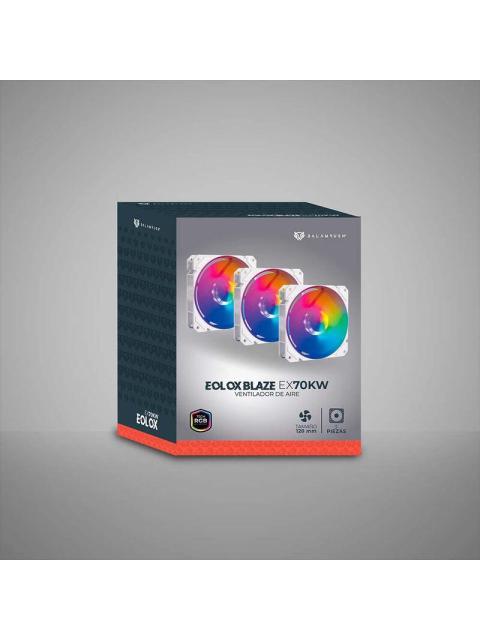 KIT 3 VENTILADORES DE 120MM ARGB BALAM RUSH EOLOX BLAZE EX70KW VELOCIDAD 1200 RPM FLUJO DE AIRE 30.71 CFM
