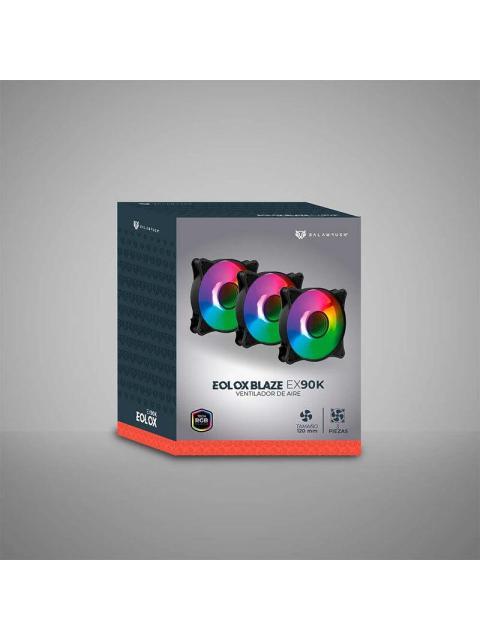 KIT 3 VENTILADORES DE 120MM ARGB BALAM RUSH EOLOX BLAZE EX90K VELOCIDAD 1500 RPM FLUJO DE AIRE 35.37