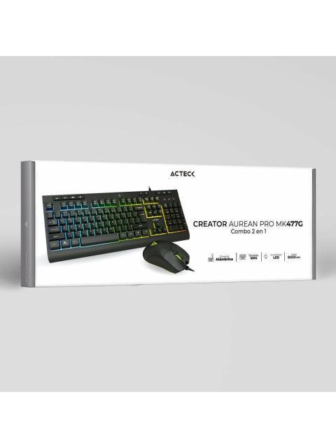 KIT DE TECLADO Y MOUSE ACTECK CREATOR AUREAN PRO MK477G ALAMBRICO USB NEGRO