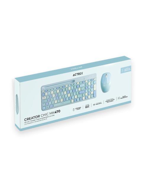 KIT DE TECLADO Y MOUSE ACTECK CREATOR CHIC COLORS MK470 INALAMBRICO USB AZUL (ESPANOL)