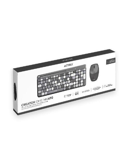 KIT DE TECLADO Y MOUSE ACTECK CREATOR CHIC COLORS MK470 INALAMBRICO USB GRIS (ESPANOL)