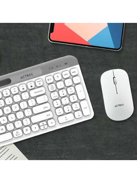 KIT DE TECLADO Y MOUSE ACTECK CREATOR VIRTUOS SILK MK720 INALAMBRICO BLUETOOTH BLANCO (ESPANOL)