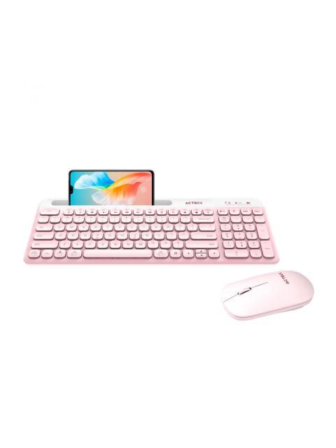 KIT DE TECLADO Y MOUSE ACTECK CREATOR VIRTUOS SILK MK720 INALAMBRICO BLUETOOTH ROSA (ESPANOL)