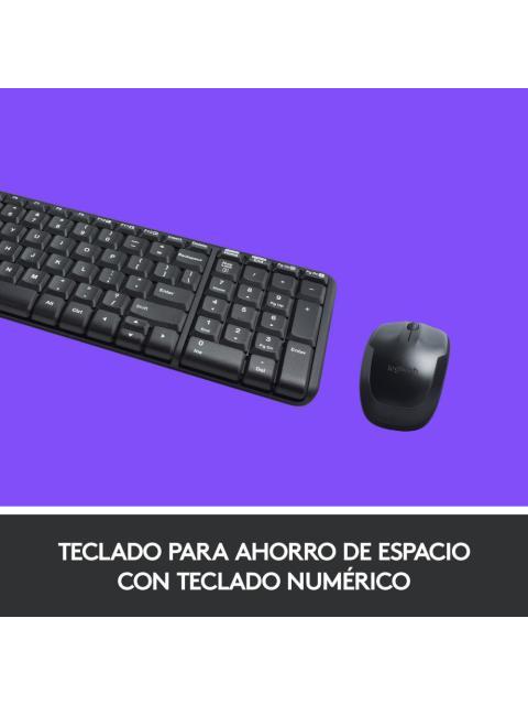 KIT DE TECLADO Y MOUSE LOGITECH MK220 INALAMBRICO USB NEGRO (ESPANOL)