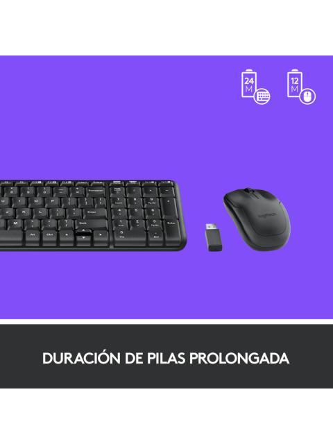 KIT DE TECLADO Y MOUSE LOGITECH MK220 INALAMBRICO USB NEGRO (ESPANOL)