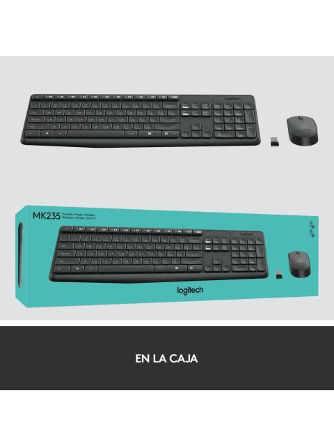 KIT DE TECLADO Y MOUSE LOGITECH MK235 INALAMBRICO USB NEGRO (ESPANOL)