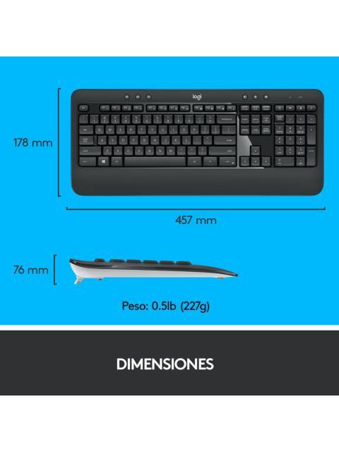 KIT DE TECLADO Y MOUSE LOGITECH MK540 ADVANCE RF INALAMBRICO USB NEGRO-BLANCO (ESPANOL)