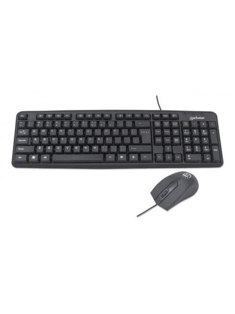 KIT DE TECLADO Y MOUSE MANHATTAN 178464 ALAMBRICO USB NEGRO (ESPANOL)