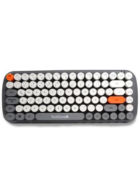 KIT DE TECLADO Y MOUSE TECHZONE TZ20COMB01-INA INALAMBRICO USB GRIS-NARANJA-BLANCO (INGLES)