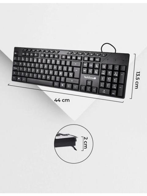KIT DE TECLADO Y MOUSE TECHZONE TZACCBA01 ALAMBRICO USB NEGRO (ESPANOL)