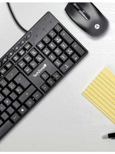 KIT DE TECLADO Y MOUSE TECHZONE TZACCBA01 ALAMBRICO USB NEGRO (ESPANOL)