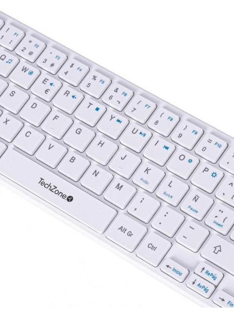 KIT DE TECLADO Y MOUSE TECHZONE TZACCBI04 RF INALAMBRICO USB BLANCO (ESPANOL)