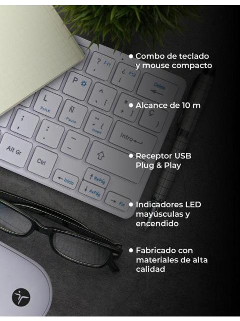 KIT DE TECLADO Y MOUSE TECHZONE TZACCBI04 RF INALAMBRICO USB BLANCO (ESPANOL)