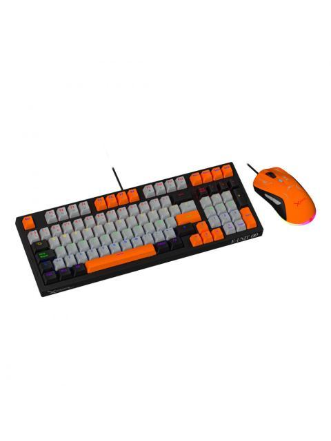 KIT GAMER DE TECLADO Y MOUSE XZEAL XZPKT1NG ALAMBRICO USB GRIS-NARANJA (INGLES)