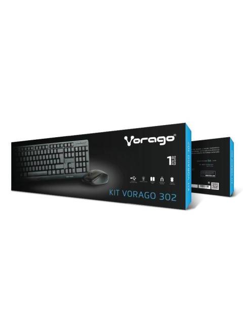 KIT DE TECLADO Y MOUSE VORAGO KM-302 INALAMBRICO USB NEGRO (ESPANOL)