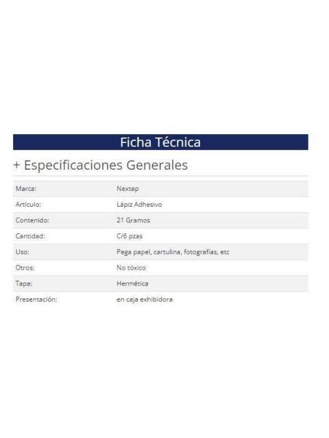 LAPIZ ADHESIVO NEXTEP NE022B DE 21 GRAMOS CON 6 PIEZAS