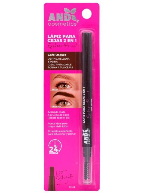 LAPIZ PARA CEJAS 2 EN 1 CAFE OSCURO 0.3 G AND