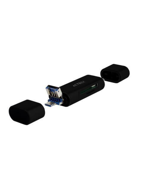 ACTECK LECTOR DE MEMORIA DH450 MICROSD USB A-C NEGRO