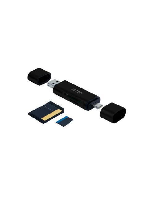 ACTECK LECTOR DE MEMORIA DH450 MICROSD USB A-C NEGRO