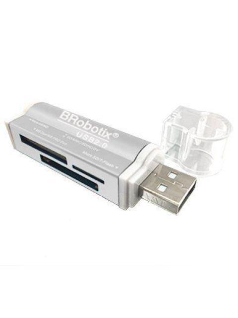 LECTOR USB BROBOTIX 180420P PLATA USB 2.0